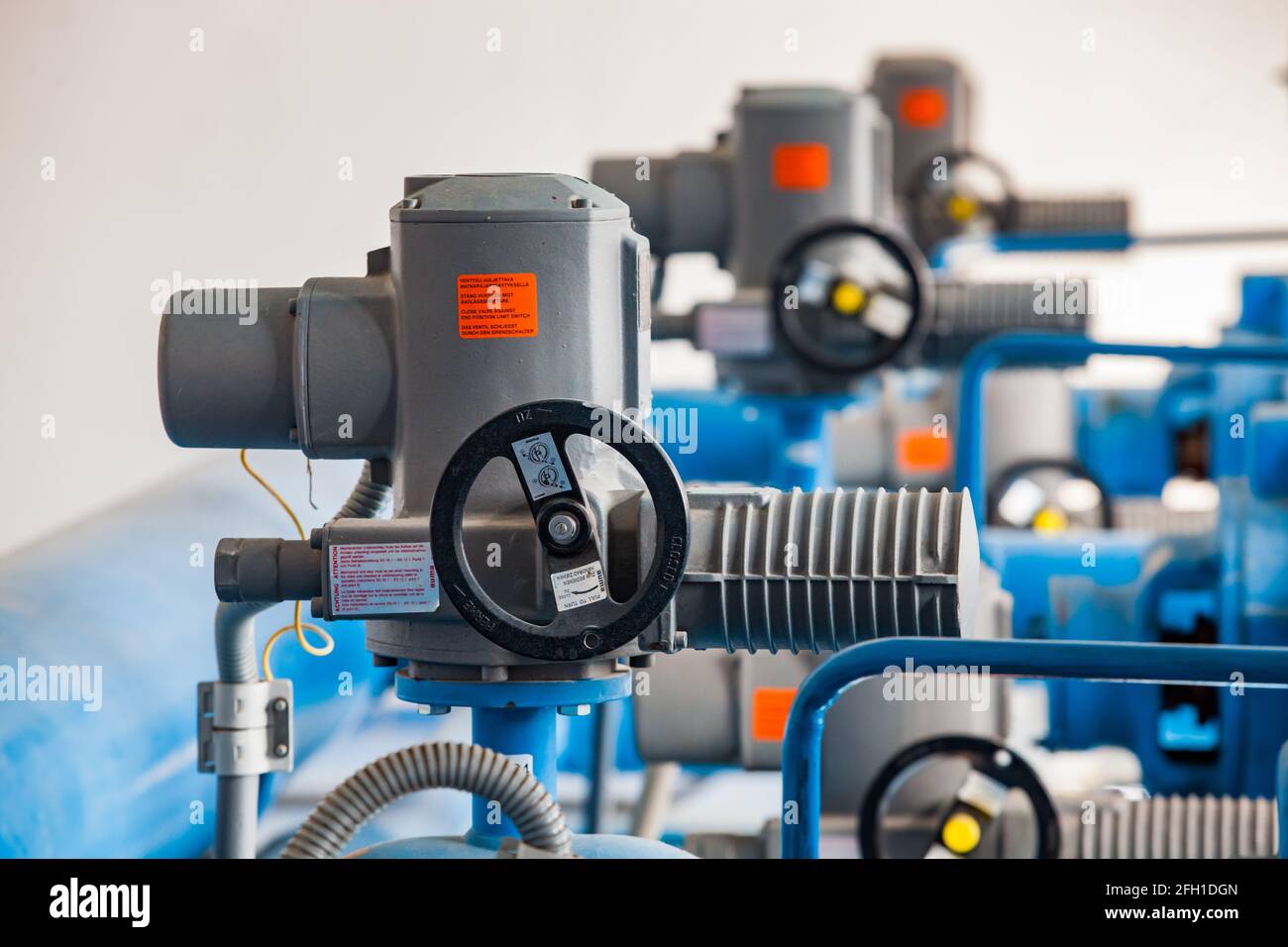 Water purification station. Auma electric motor for shutoff valve