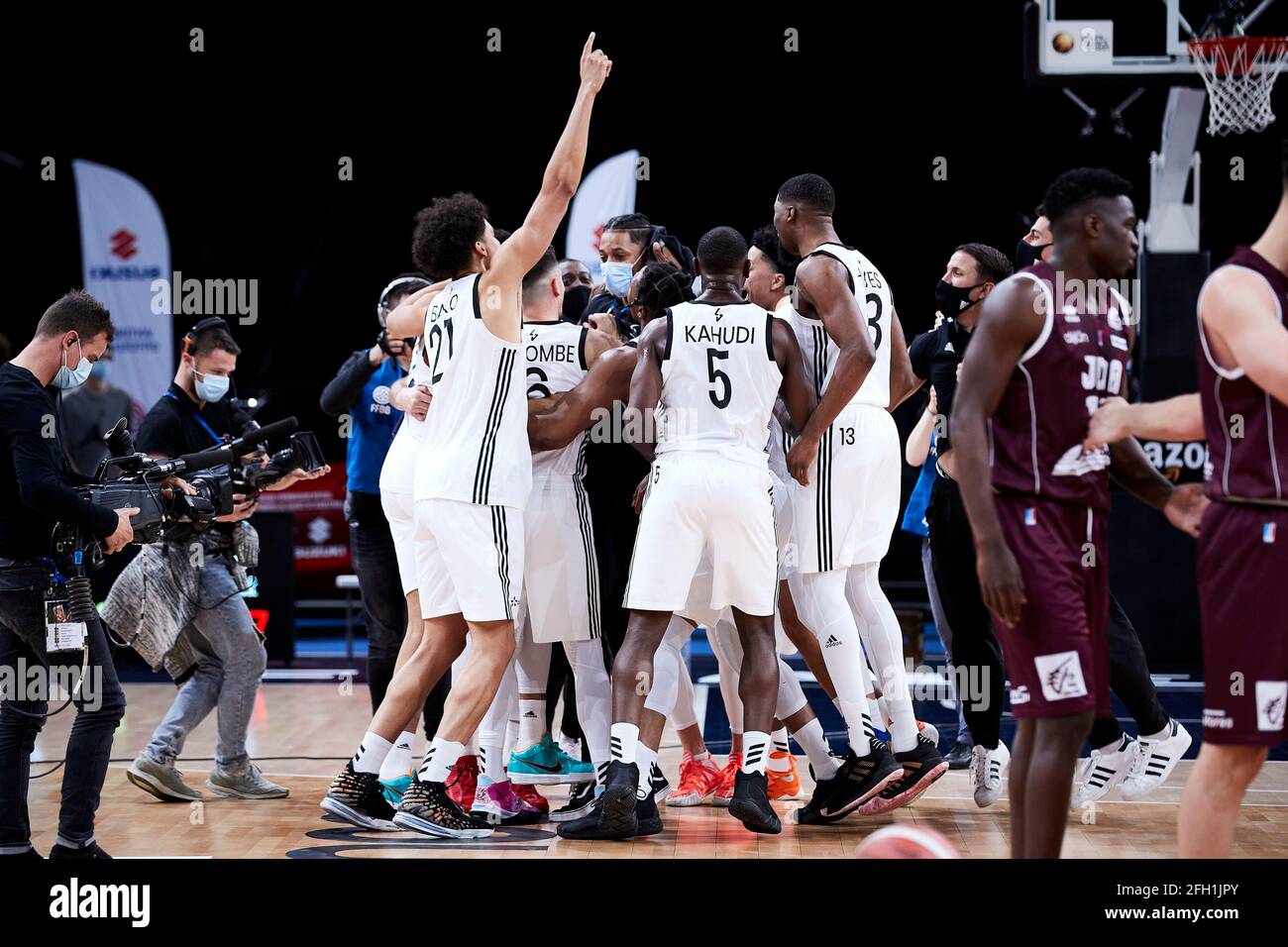 Paris, France. 24th Apr, 2021. Winner Team of ASVEL, Lyon-Villeurbanne  during the French Cup, Final basketball match between JDA Dijon and LDLC  ASVEL on April 24, 2021 at AccorHotels Arena in Paris,