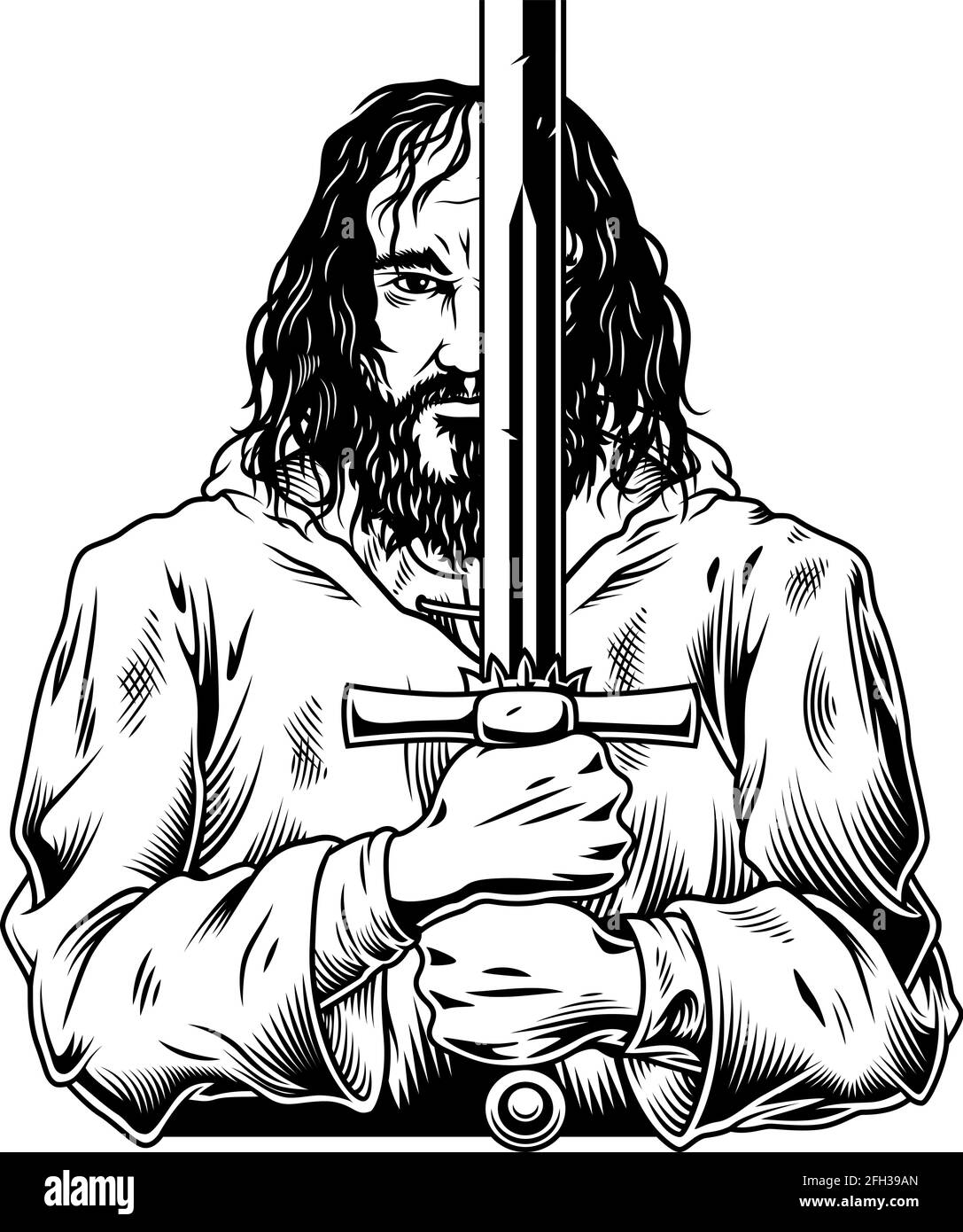 Fantasy Warrior Black and White Stock Photos & Images - Alamy