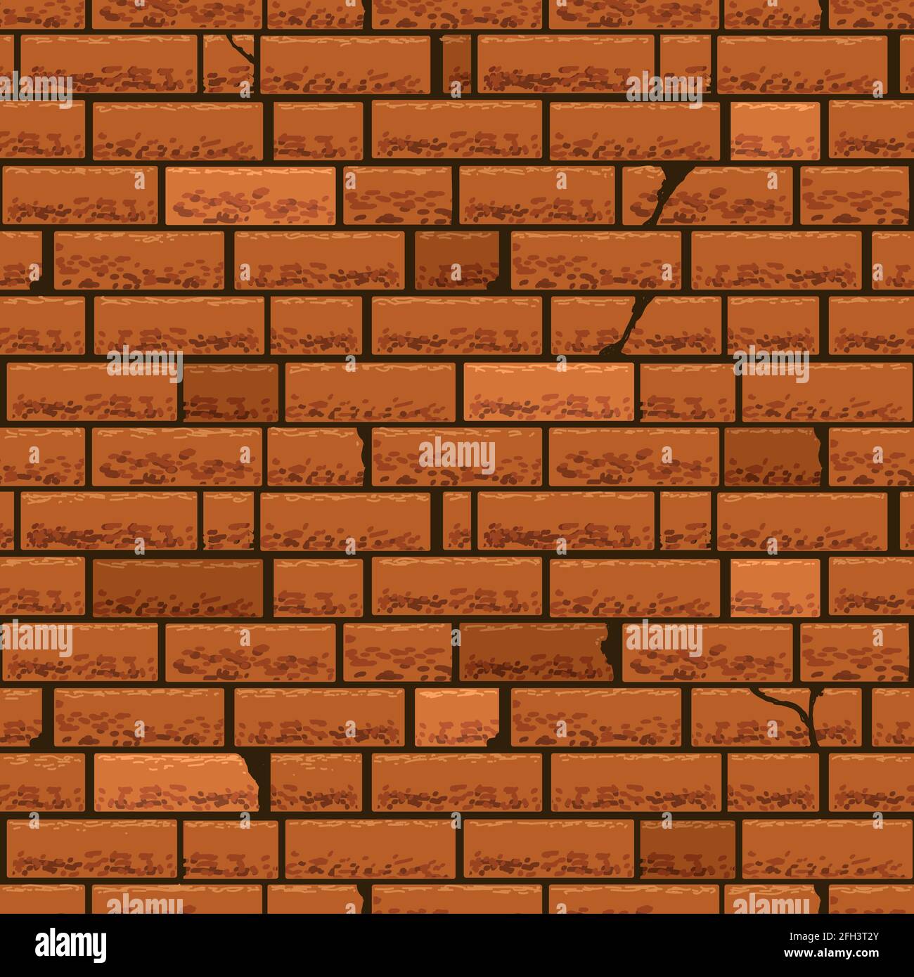 Red brick wall vector seamless background. Block brick wall, pattern