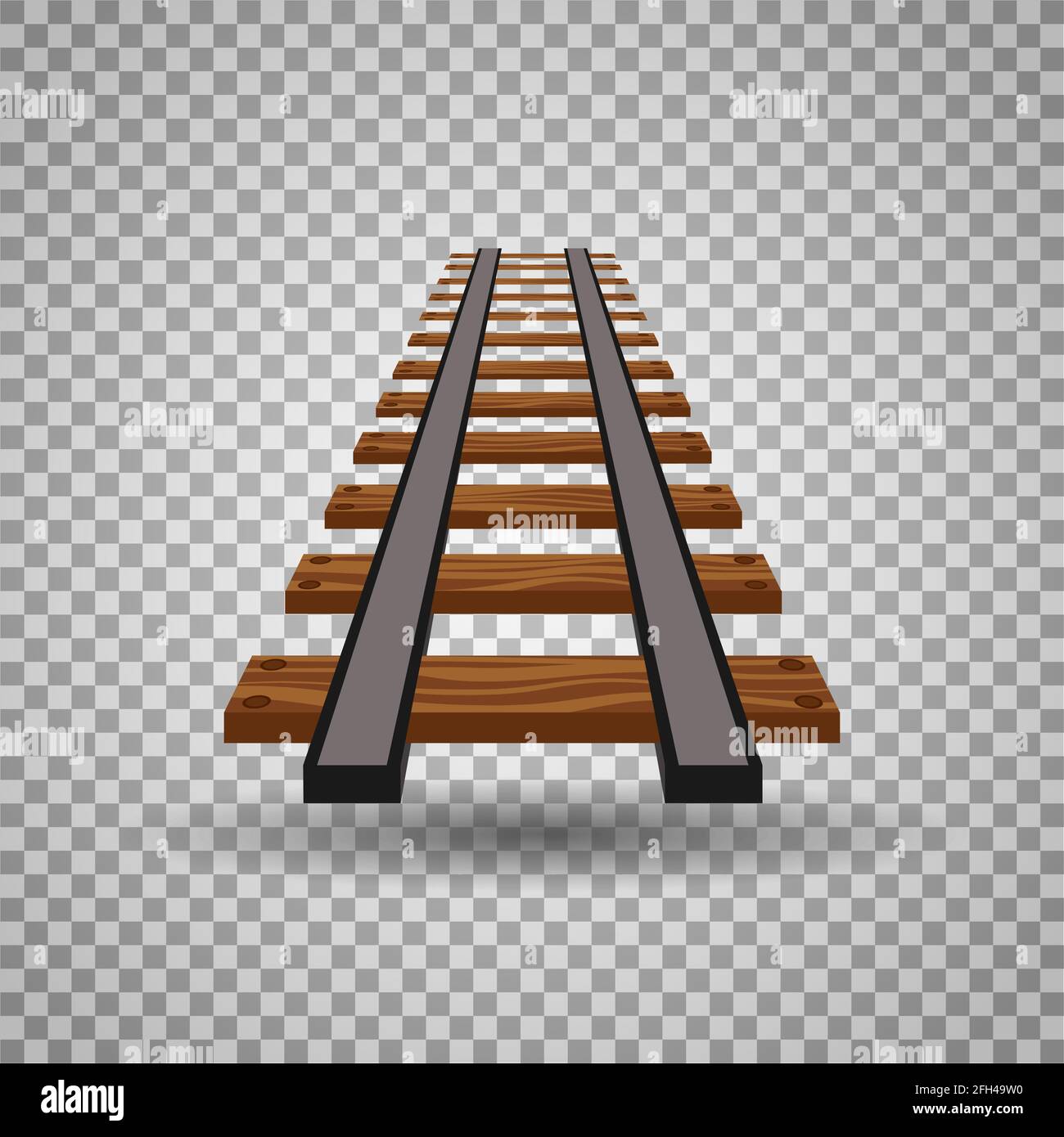 Railway tracks or rail road line on transparent background. Part of