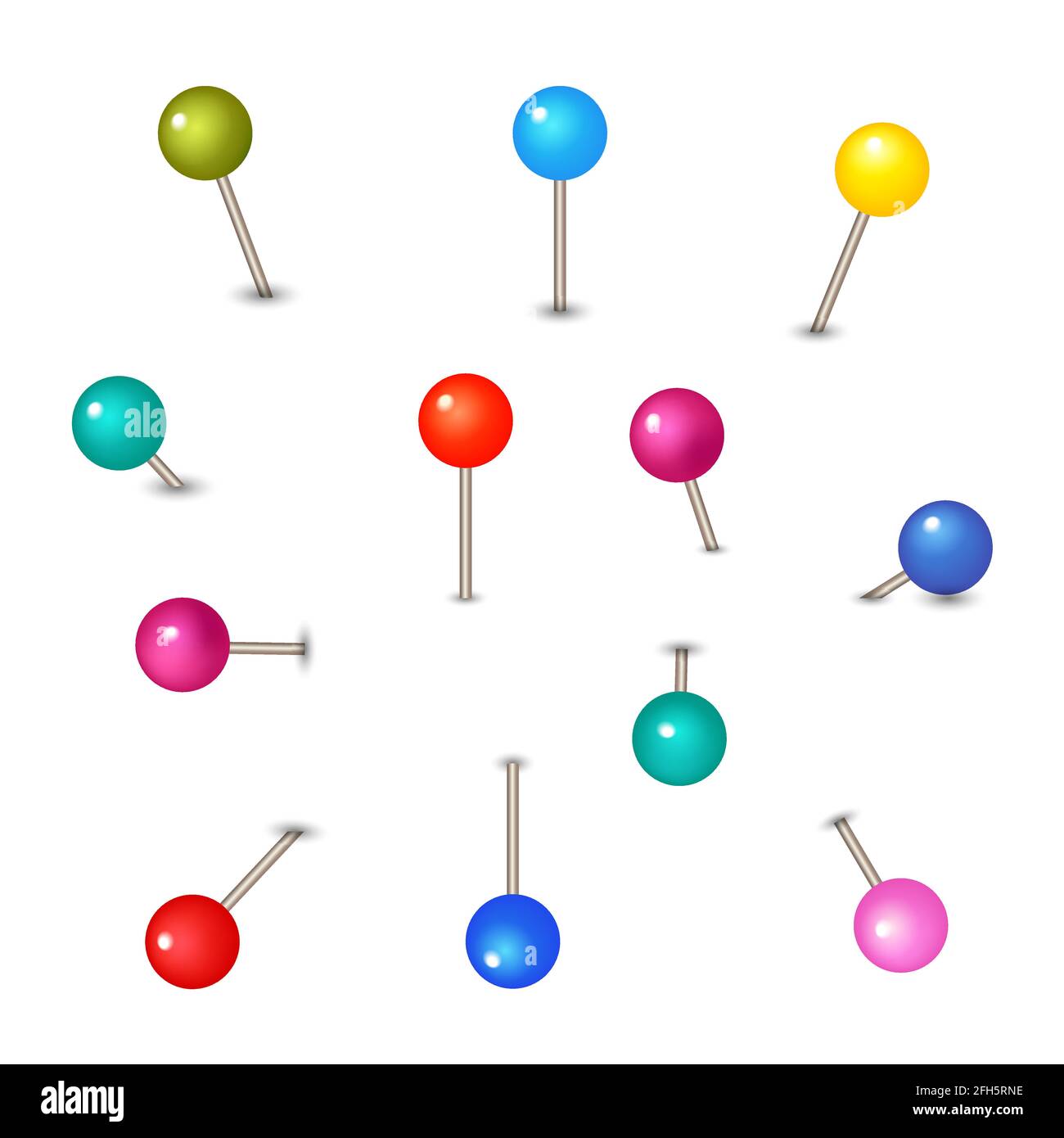 Vector pushpins isolated on white background. Push pins for map. Set of ...
