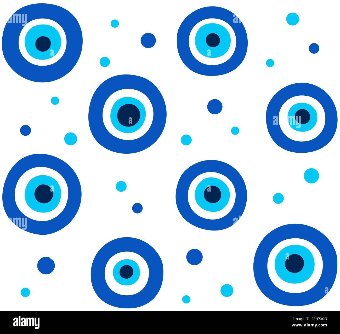 Nazar Boncugu, Turkish Evil Eye. Abstract blue eye seamless pattern. Vector art background texture illustration. Stock Vector
