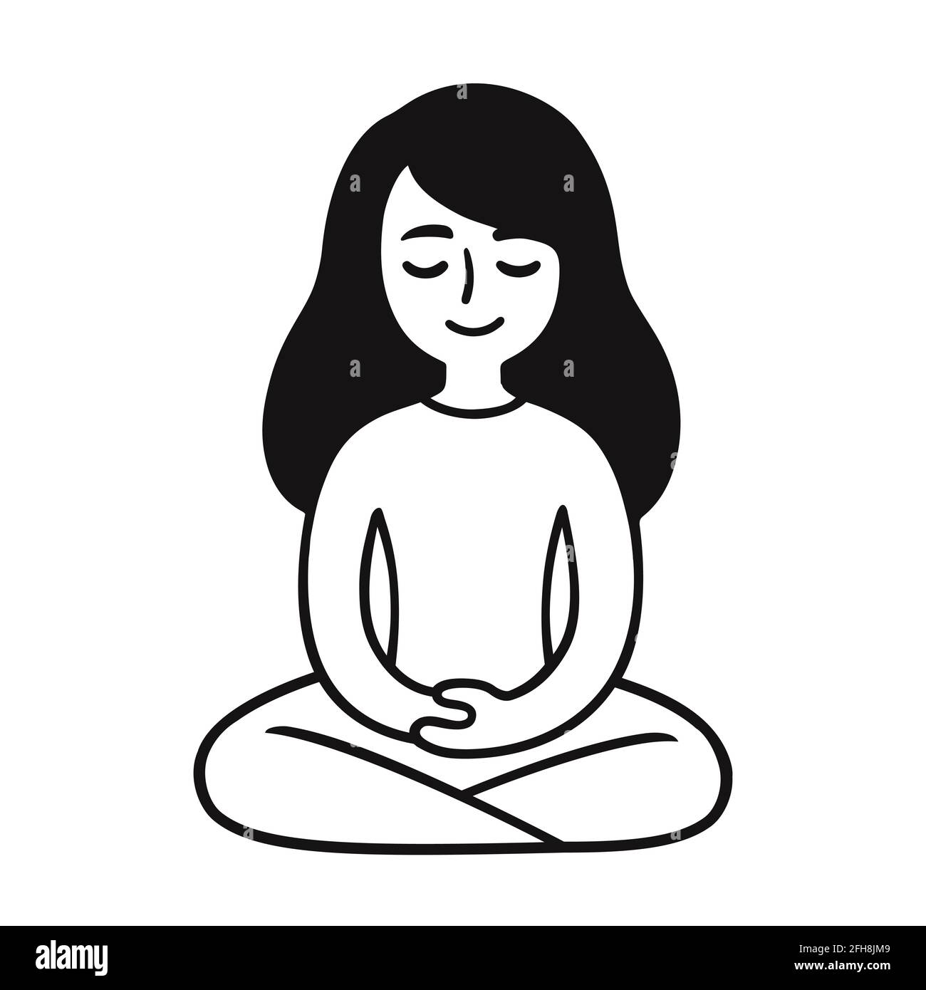Black and white meditation pose. Characters outline stylized, Stock Vector,  Vector And Low Budget Royalty Free Image. Pic. ESY-033810883 | agefotostock