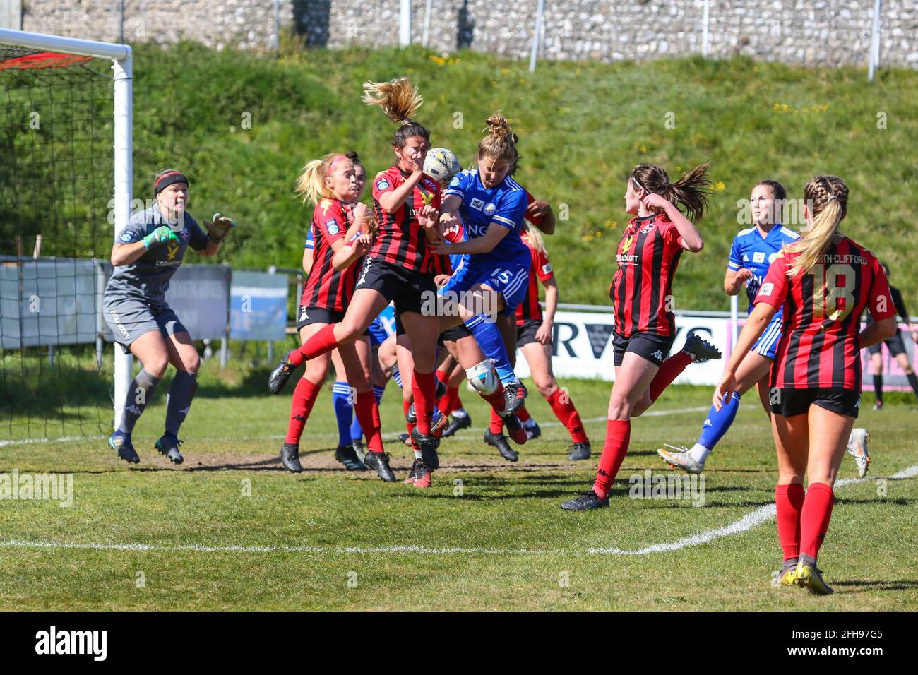Lewes, UK. 01st Dec, 2019. Leicester attack corner during the FA Womens Championship game between Lewes FC and Leicester City at The Dripping Pan in Lewes. Credit: SPP Sport Press Photo. /Alamy Live News Stock Photo