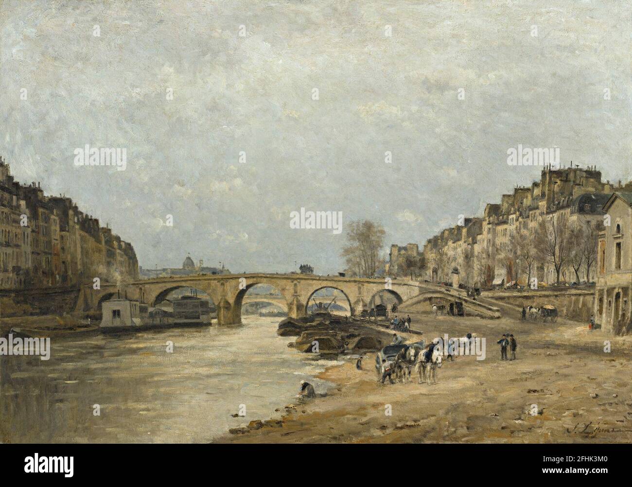 _742Stanislas Lpine 1835 - 1892 THE SEINE ON THE BRIDGE Stock Photo