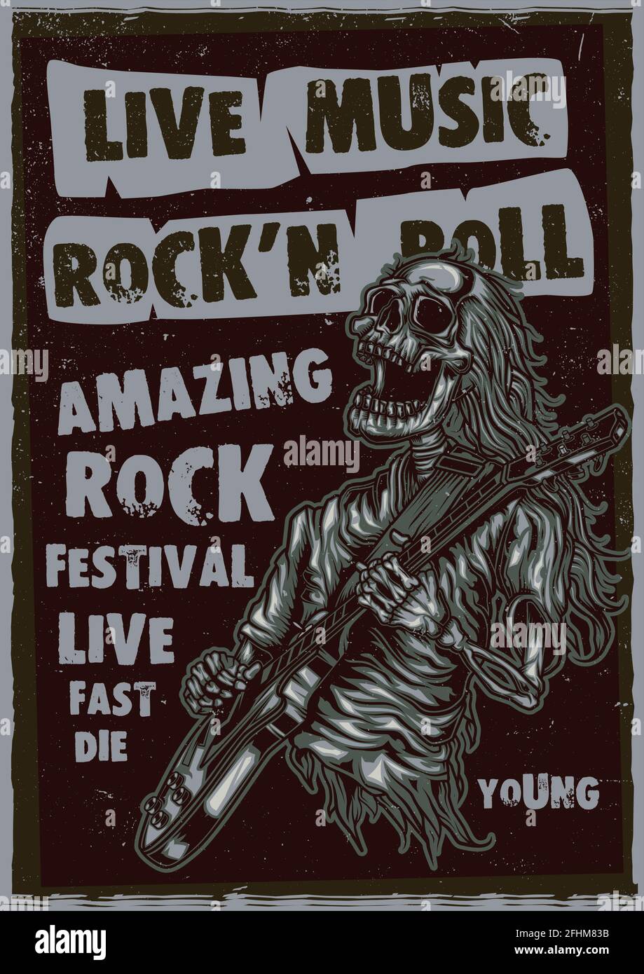 skeleton playing guitar Stock Vector 