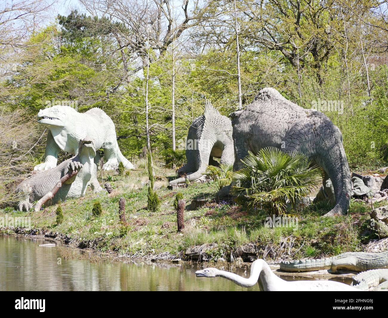 Dinosaurs, Crystal Palace, London Stock Photo - Alamy