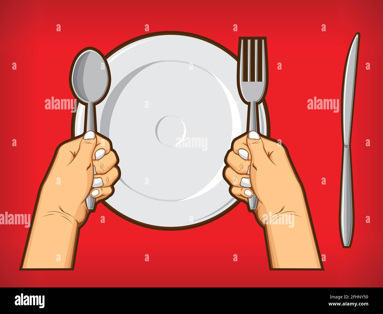 Hands holding knife fork Stock Vector Images Alamy