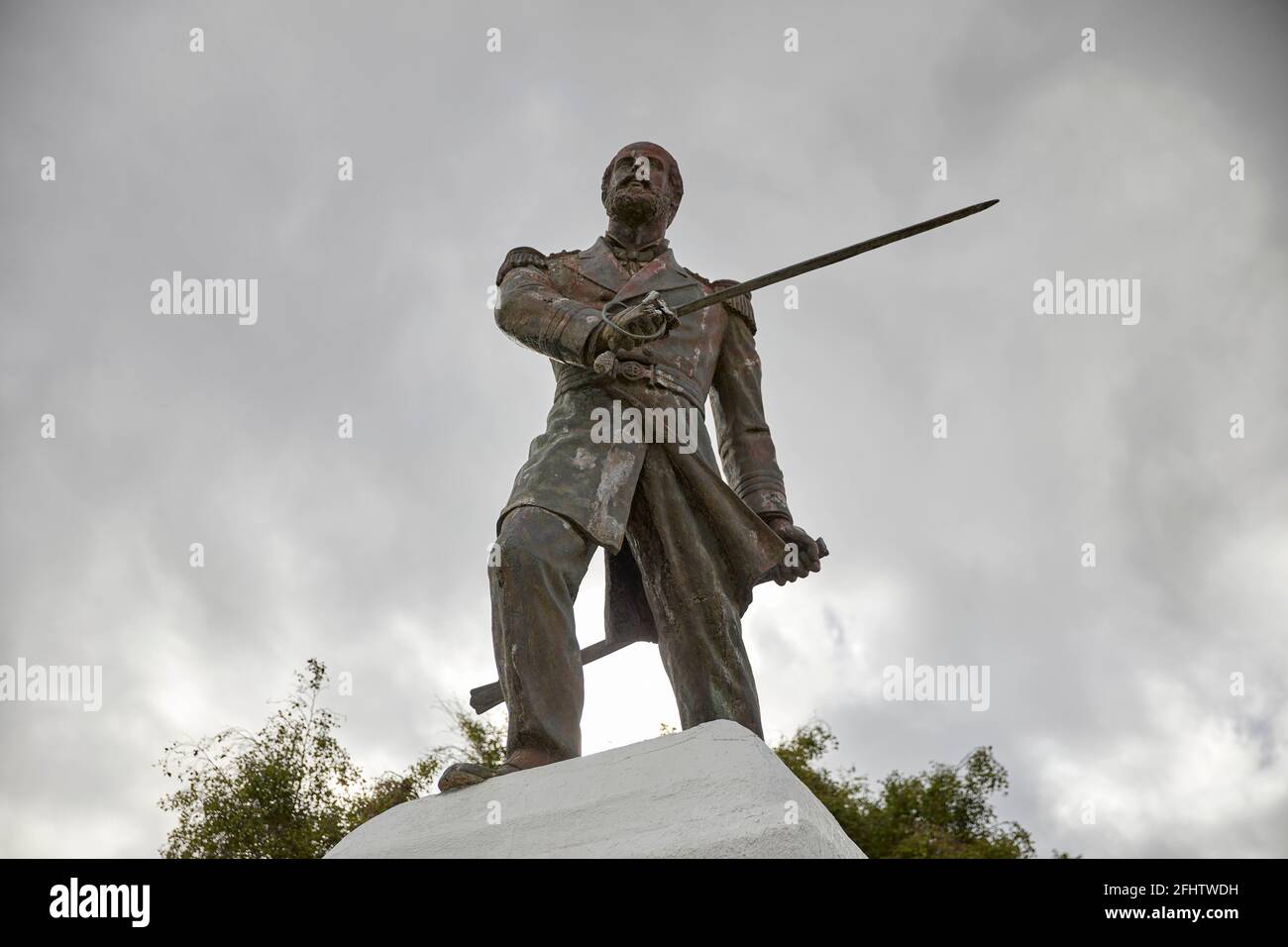 Captain Arturo Prat Monument By Mario Biggs on Avenida Cristobal Colon in Punta Arenas Chile Stock Photo