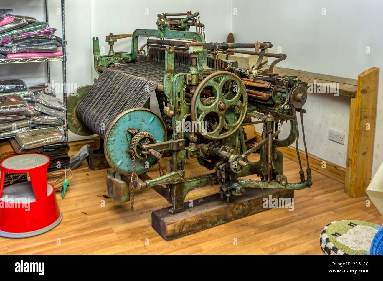 Hattersley domestic loom used to weave Harris tweed. Stock Photo