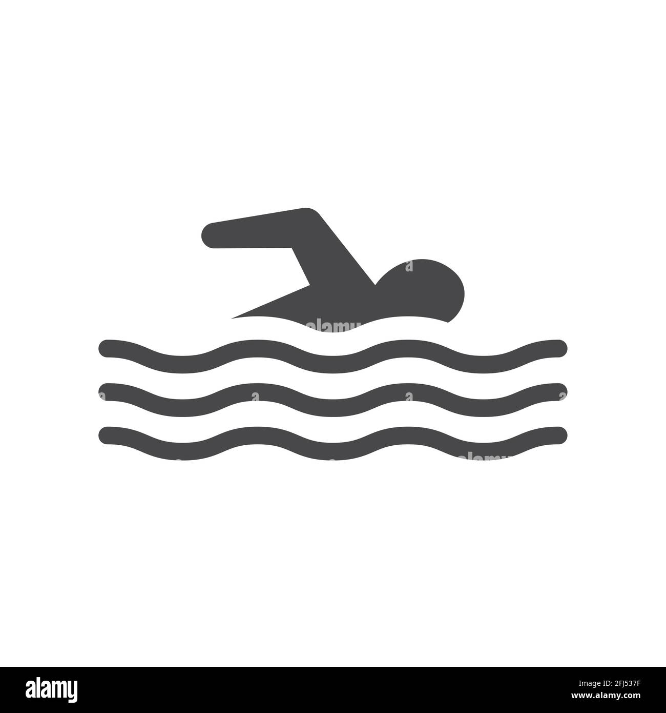 Man swimming black vector icon. Pool or beach symbol. Stock Vector