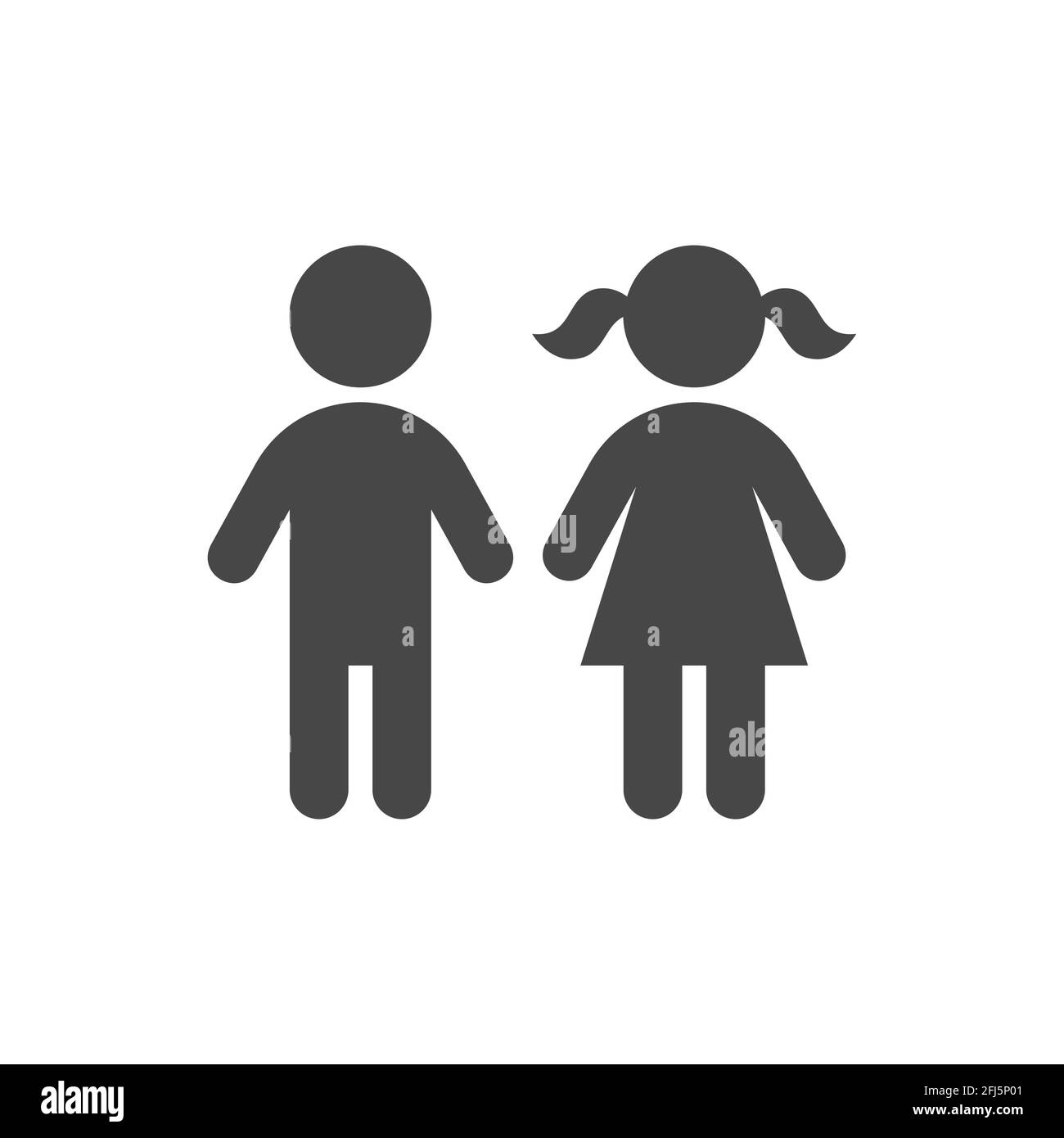 Kids or children black vector icon. Boy and girl symbols Stock Vector Image  & Art - Alamy