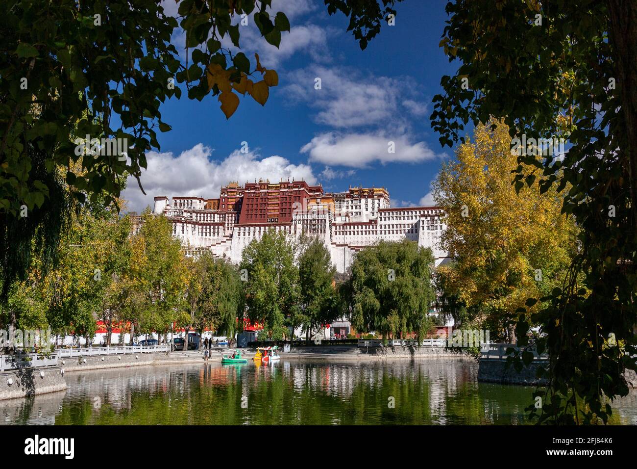 The Potala Palace, a dzong fortress in the city of Lhasa, in Tibet. It