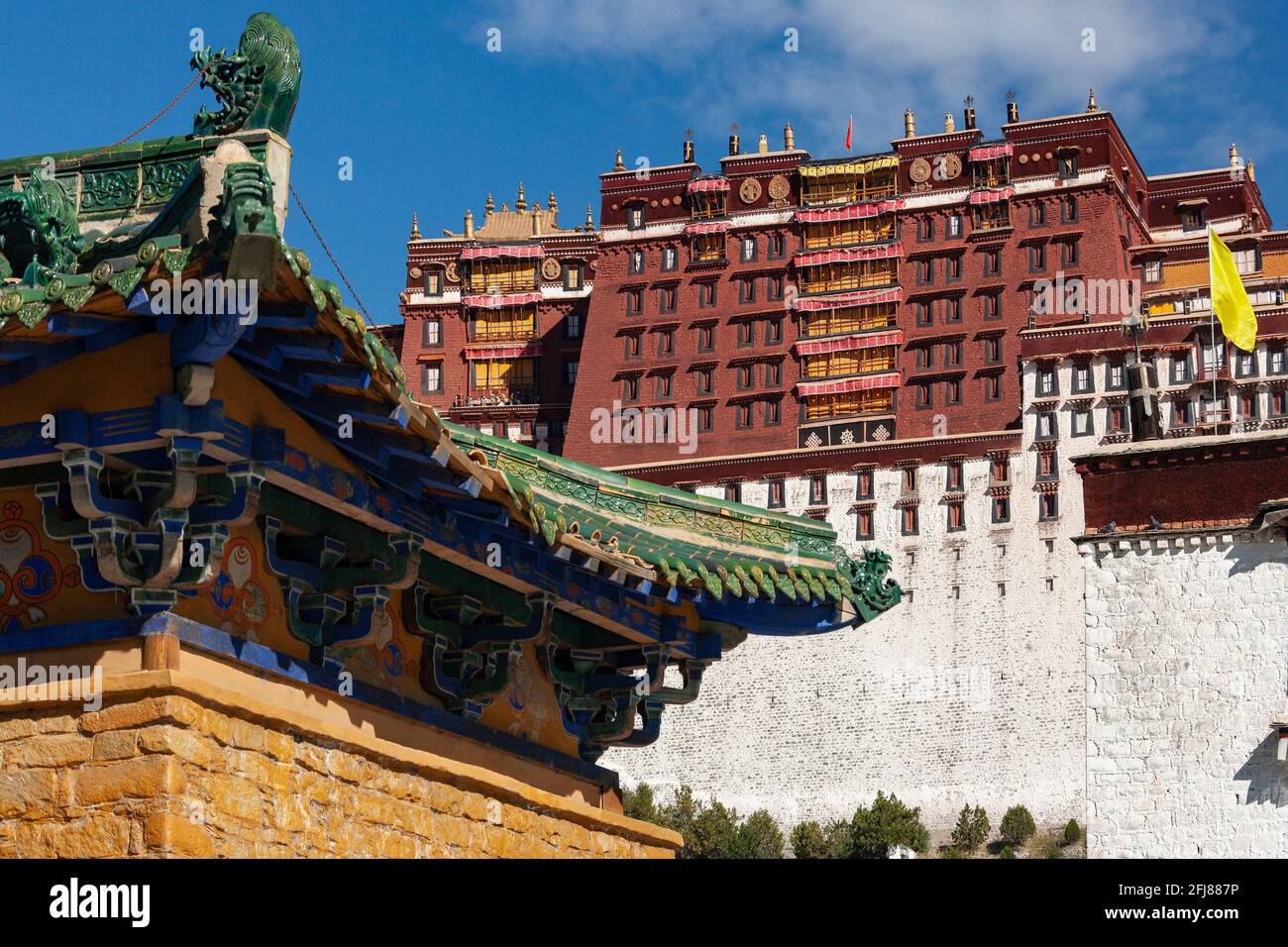 The Potala Palace, a dzong fortress in the city of Lhasa, in Tibet. It
