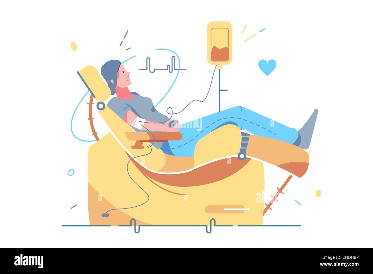 Woman donating blood in clinic Stock Vector