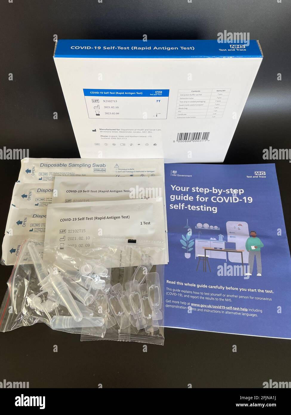 COVID-19 self-test (Rapid Antigen Test) test kit. Stock Photo