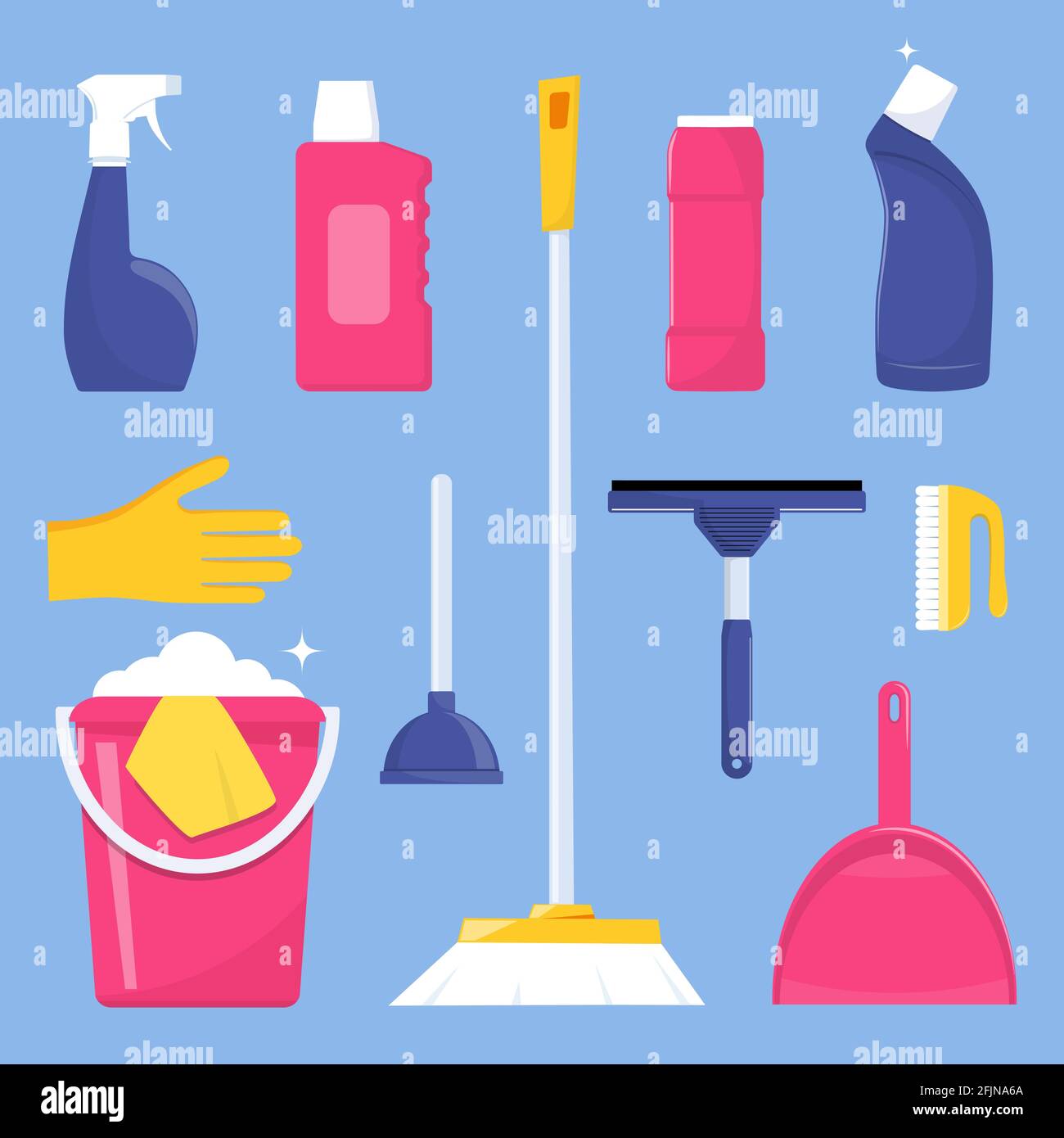 Cleaning tools and detergent for cleaning service web banner, poster