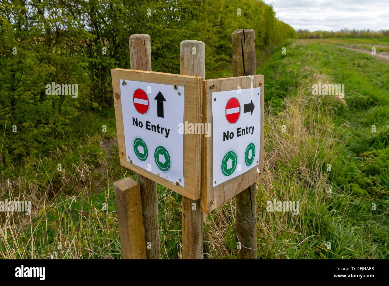 no entry sign permissive footpath Stock Photo