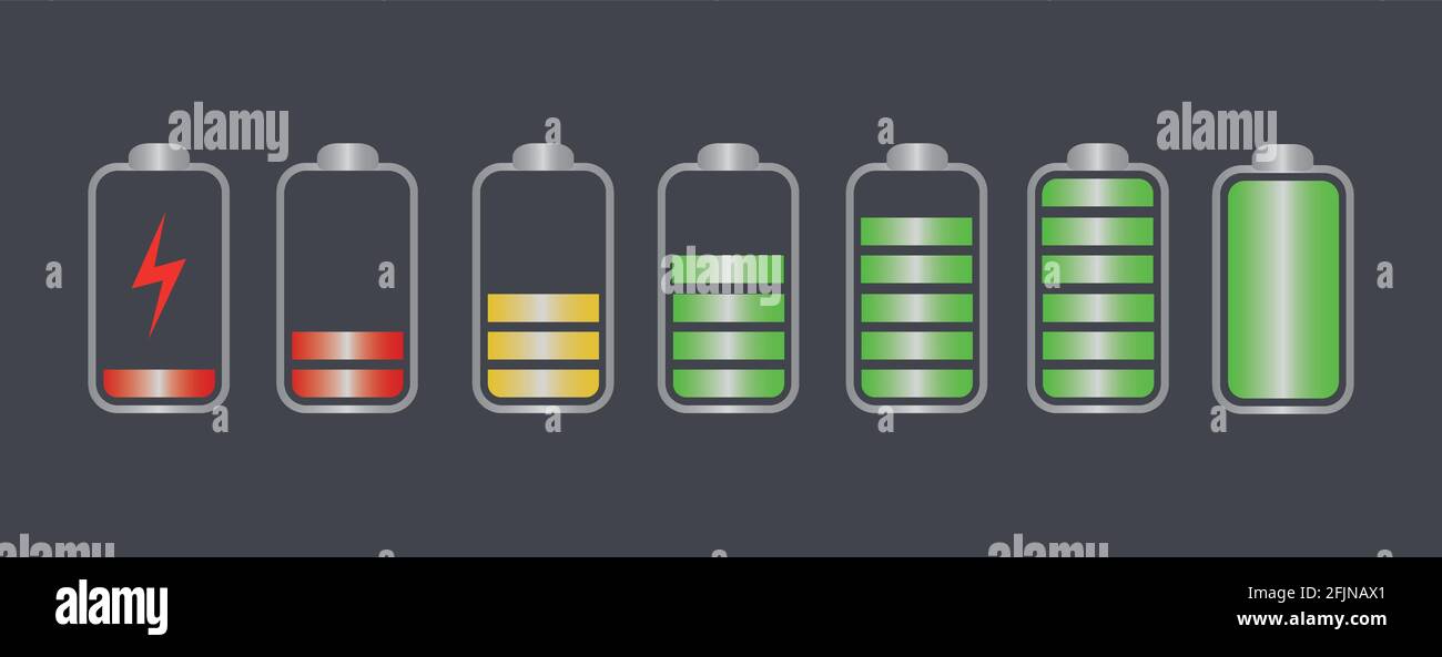 Phone battery charge status flat symbols set Stock Vector Image & Art