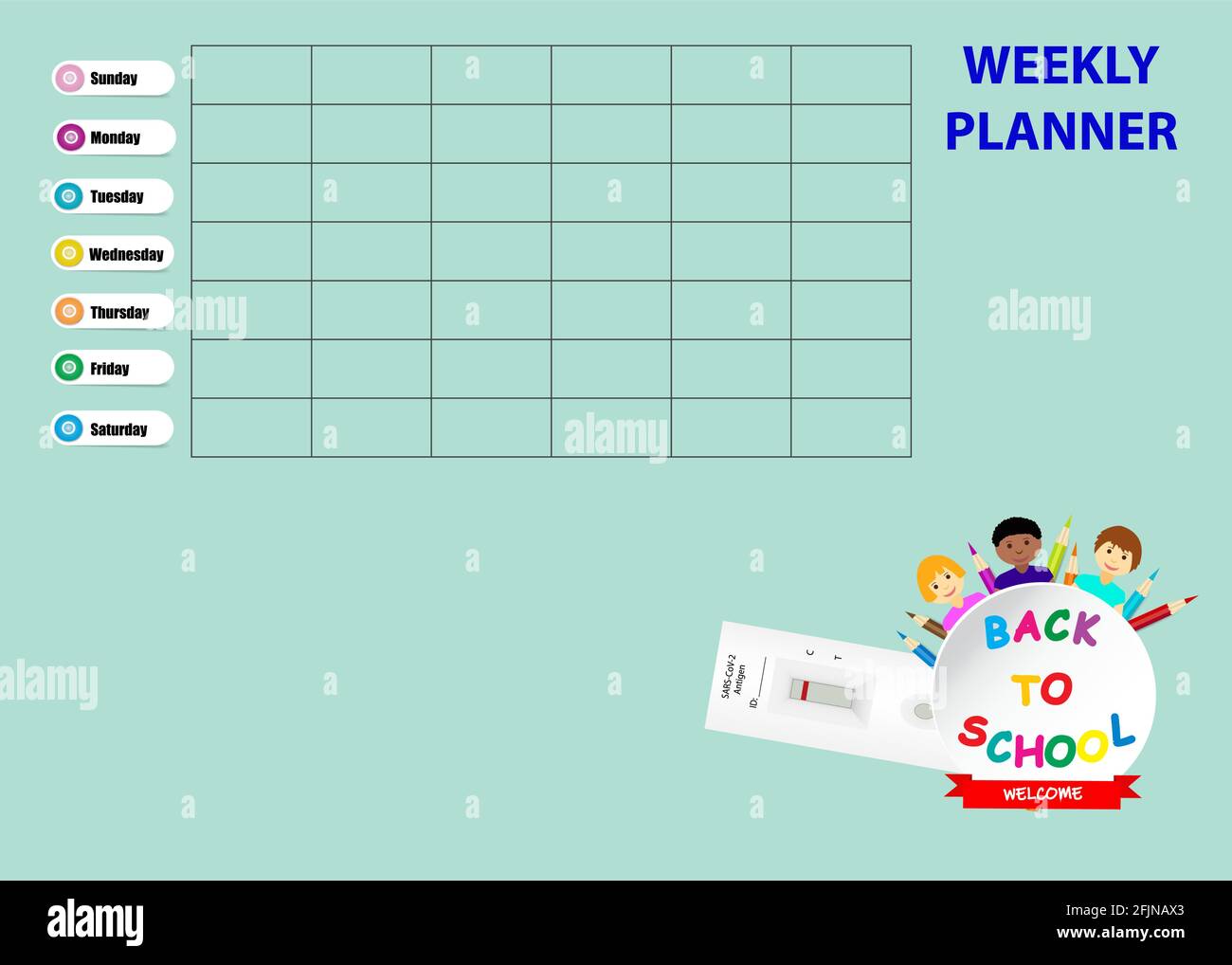 Back to school weekly planner with negative result of rapid Covid-19 ...