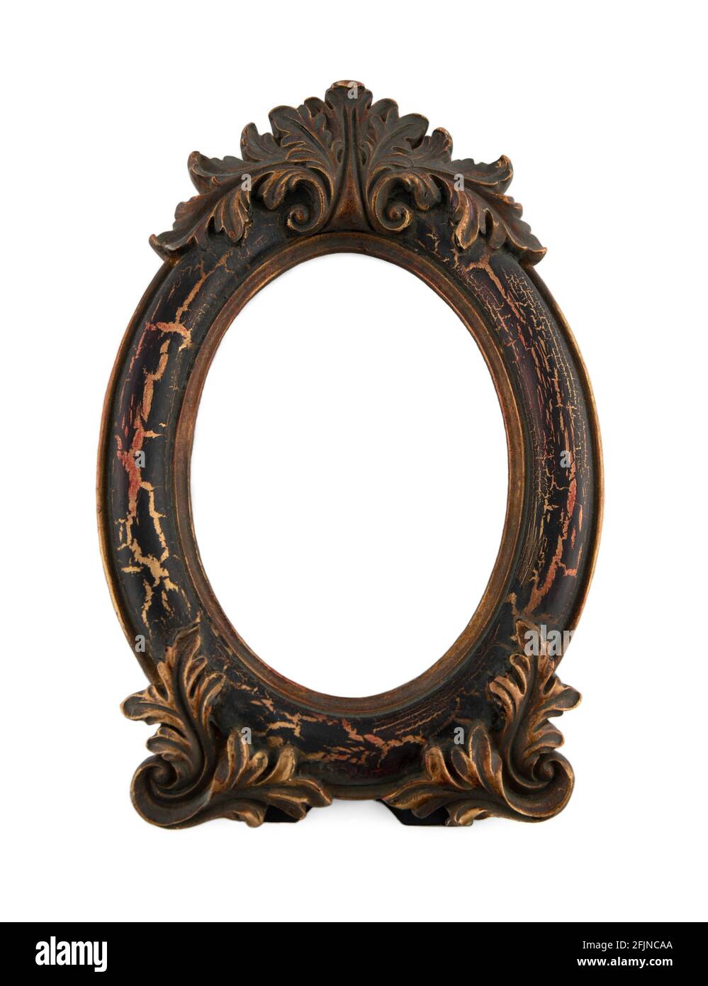 Vintage style oval photo frame, isolated on white background Stock