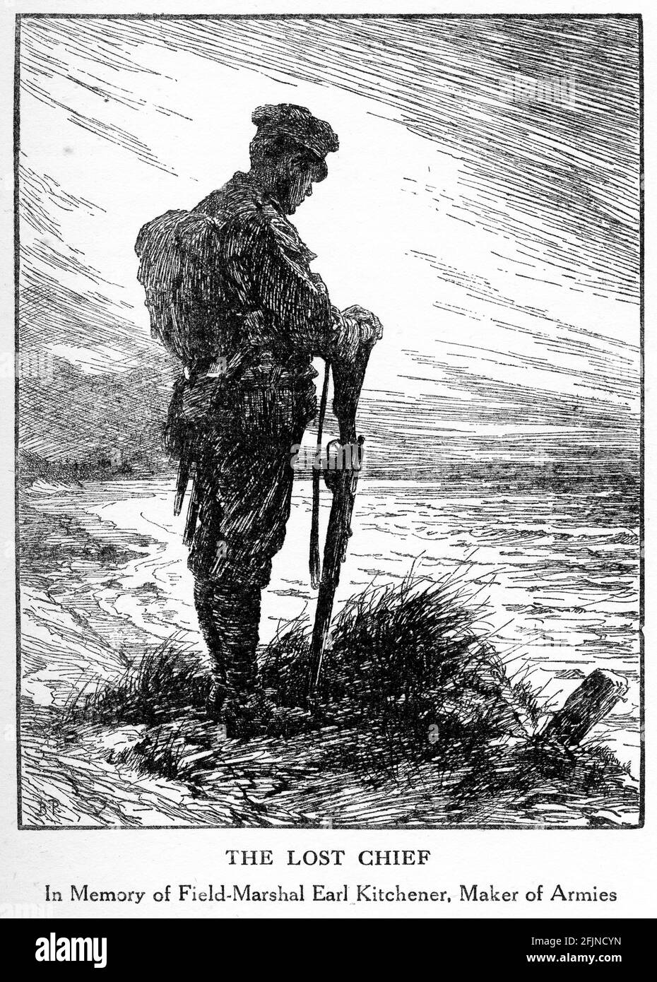 Engraving to honour FieldMarshal Earl Kitchener during World War One