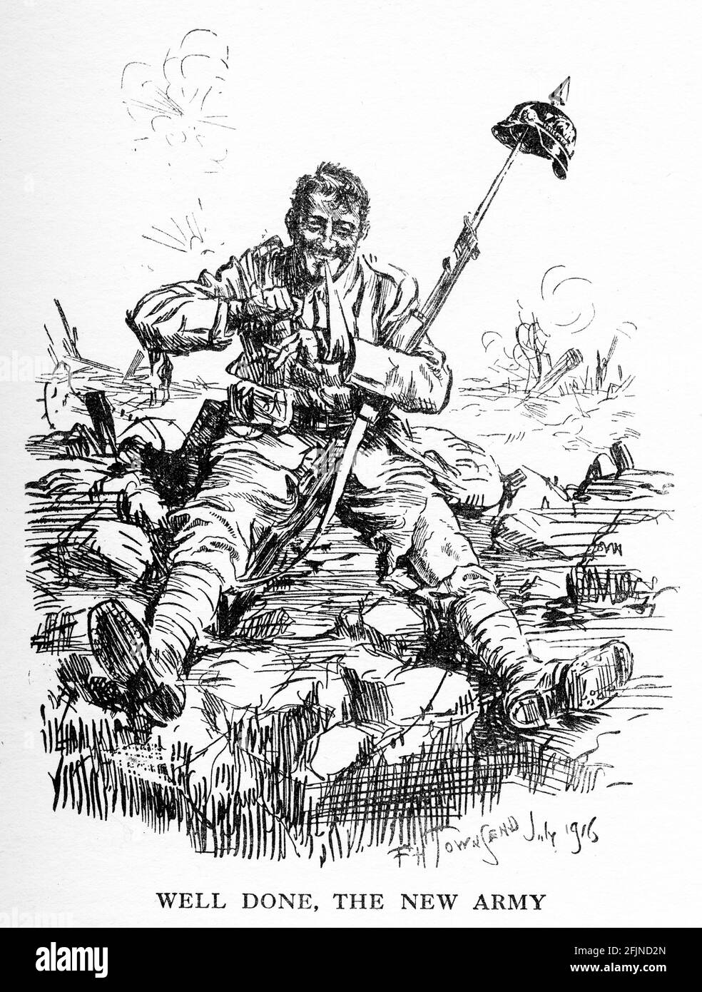Engraving thanking the success of the new allied army during World War One.  From Punch magazine Stock Photo - Alamy