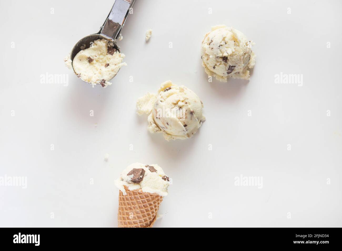 Ice cream with vanilla and chocolate Stock Photo