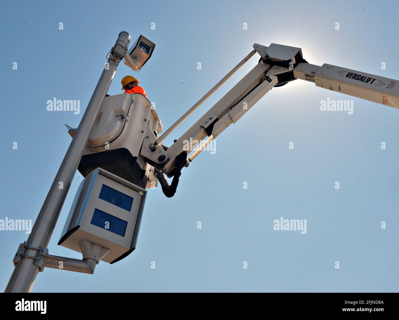 speed sensor on an highway Stock Photo Alamy