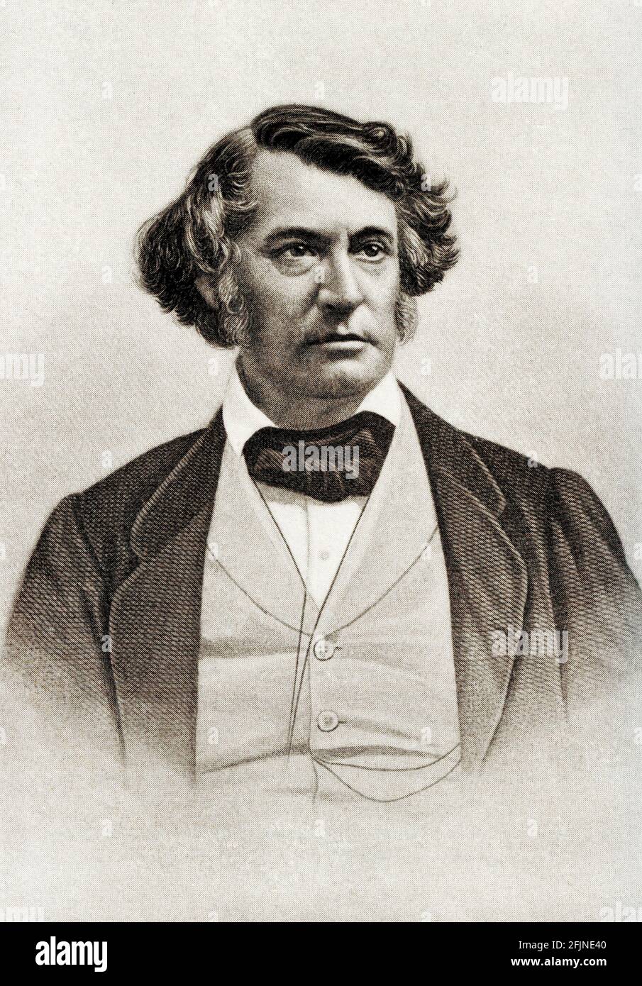 Charles Sumner (1811 –1874) was an American statesman and United States Senator from Massachusetts. As an academic lawyer and a powerful orator, Sumner was the leader of the anti-slavery forces in the state and a leader of the Radical Republicans in the U.S. Senate during the American Civil War. Stock Photo