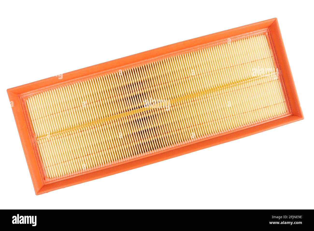 New car air filter element. Car engine air filter isolated on white