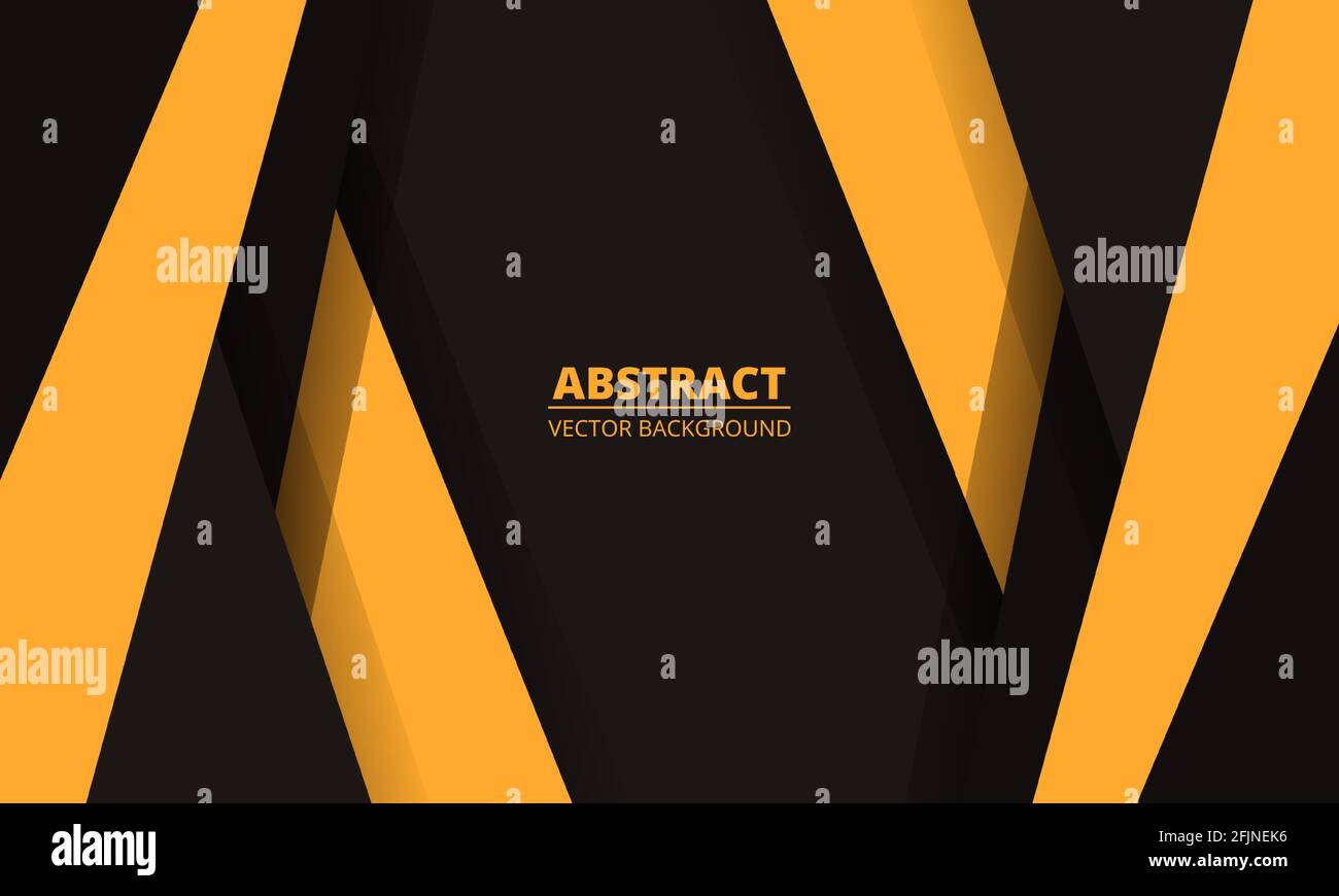 Black abstract diagonal background with yellow paper lines. Elegant dark modern design