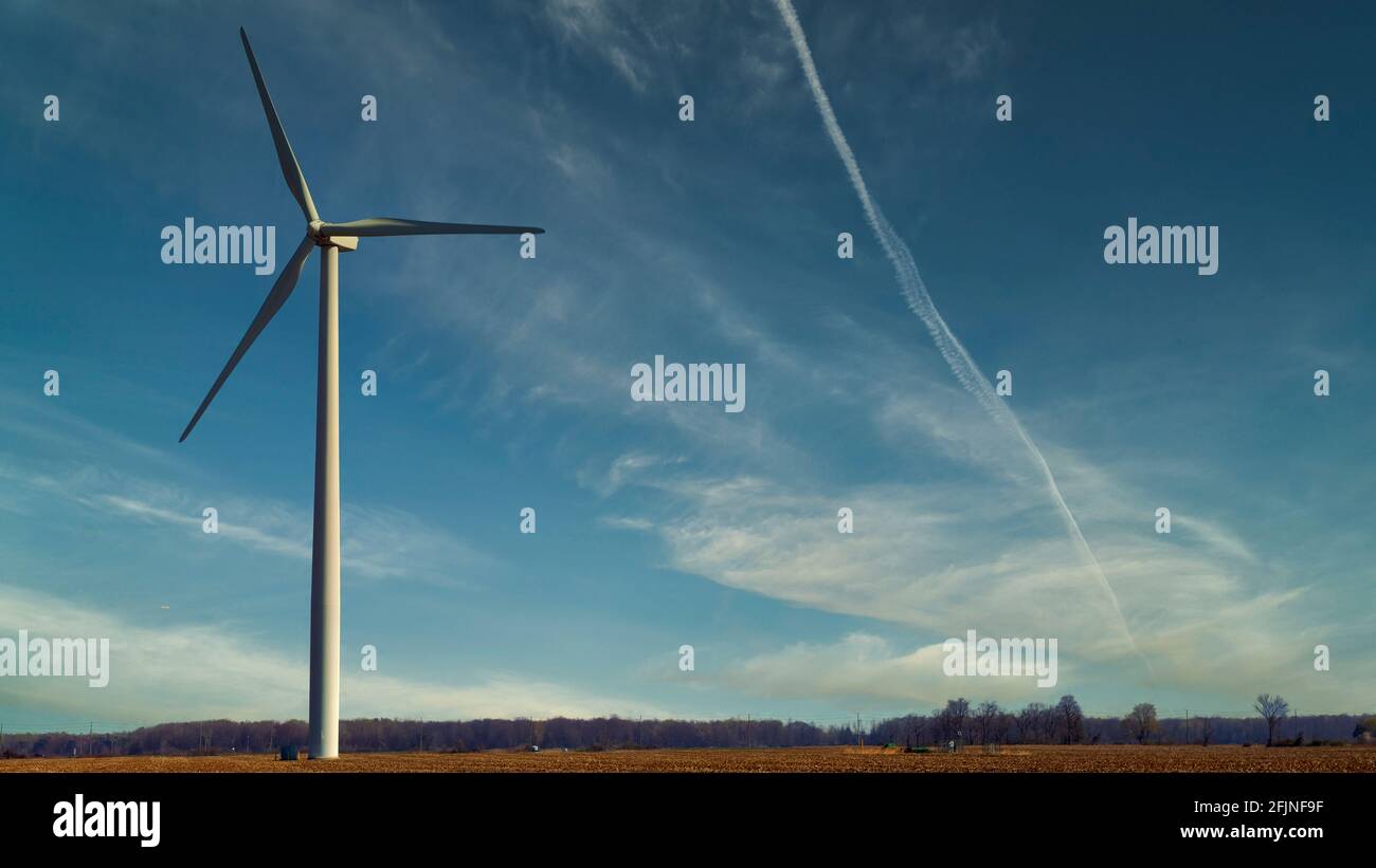 Wind turbine in field. Ontario Canada Stock Photo Alamy