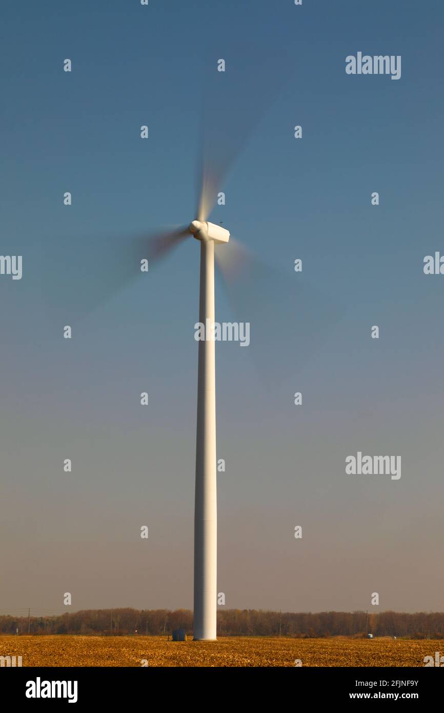Wind turbine in field. Ontario Canada Stock Photo