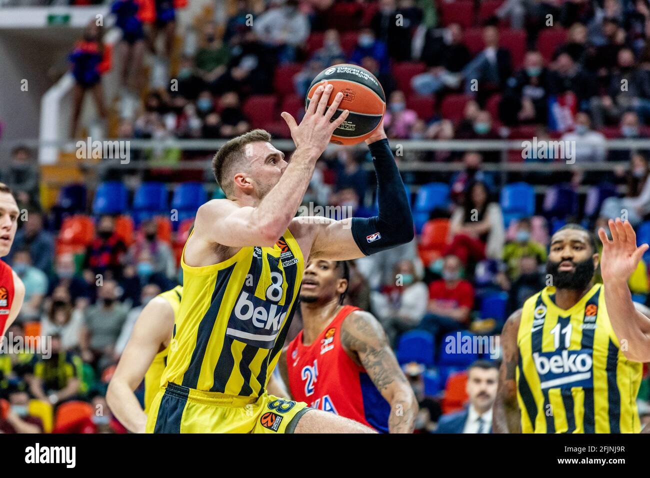 Marko Guduric (8) of Fenerbahce Beko Istanbul in action during the  2020/2021 Turkish Airlines Euroleague Playoffs Game 2 between CSKA Moscow  and Fenerbahce Beko Istanbul at Megasport Arena.Final Score; CSKA Moscow  78:67