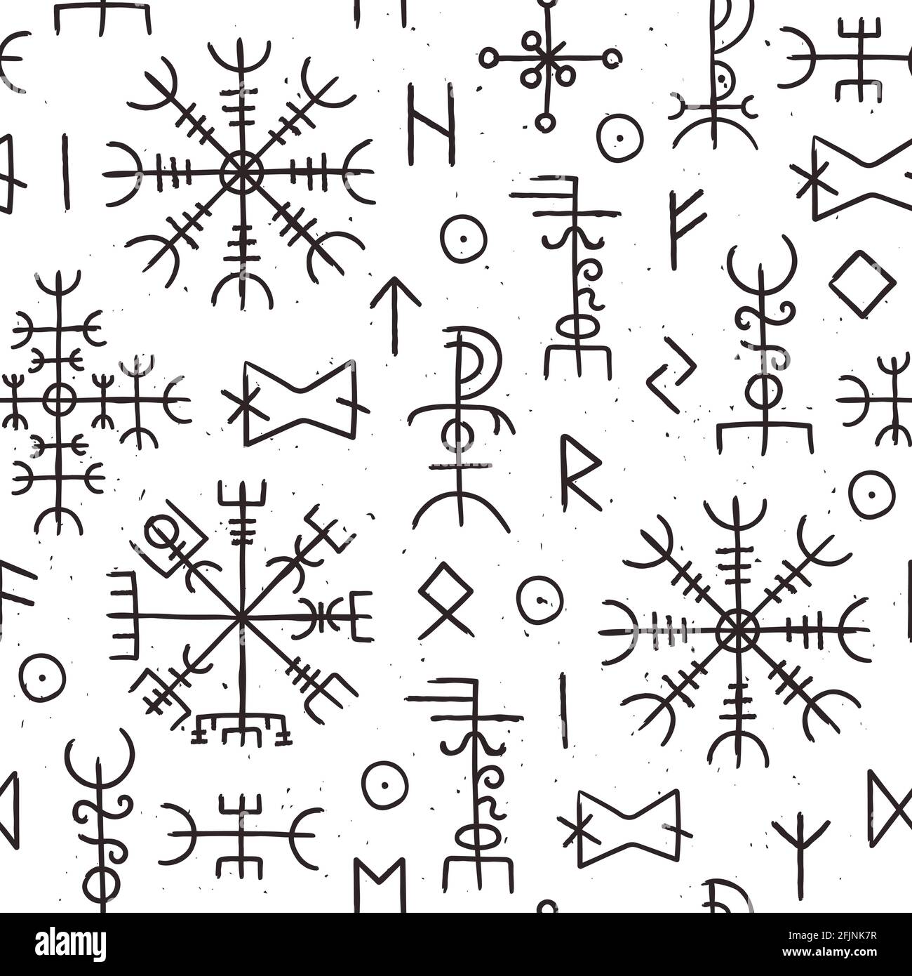 Futhark runes seamless pattern. Norse viking occult symbol design. Iceland esoteric and magic old runic signs. Ancient nordic vector texture Stock Vector