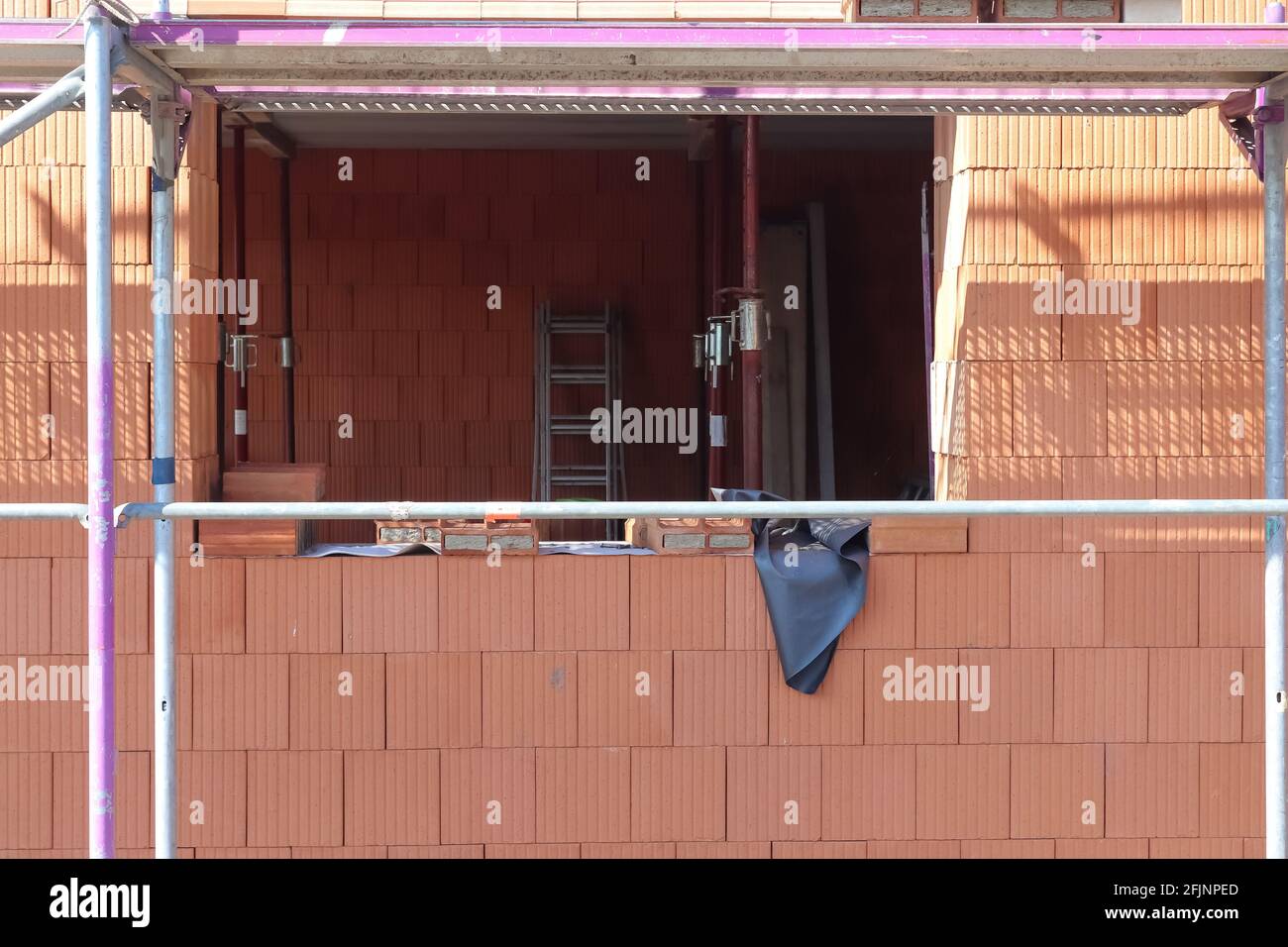 Construction site during progress found in german towns. Stock Photo