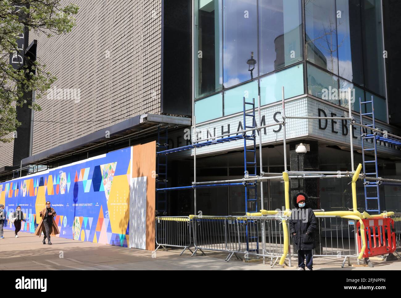 Debenhams closed and boarded up on Oxford Street in London's West End, UK Stock Photo