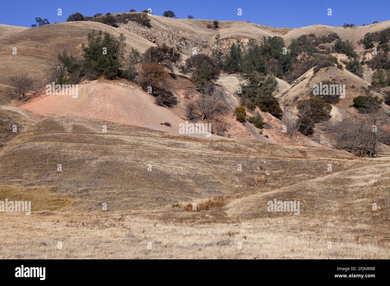 Tailings pile created by the National Mine in the turn of the century coal mining town of Stewartville in Black Diamond Mines Regional Preserve in Eas Stock Photo
