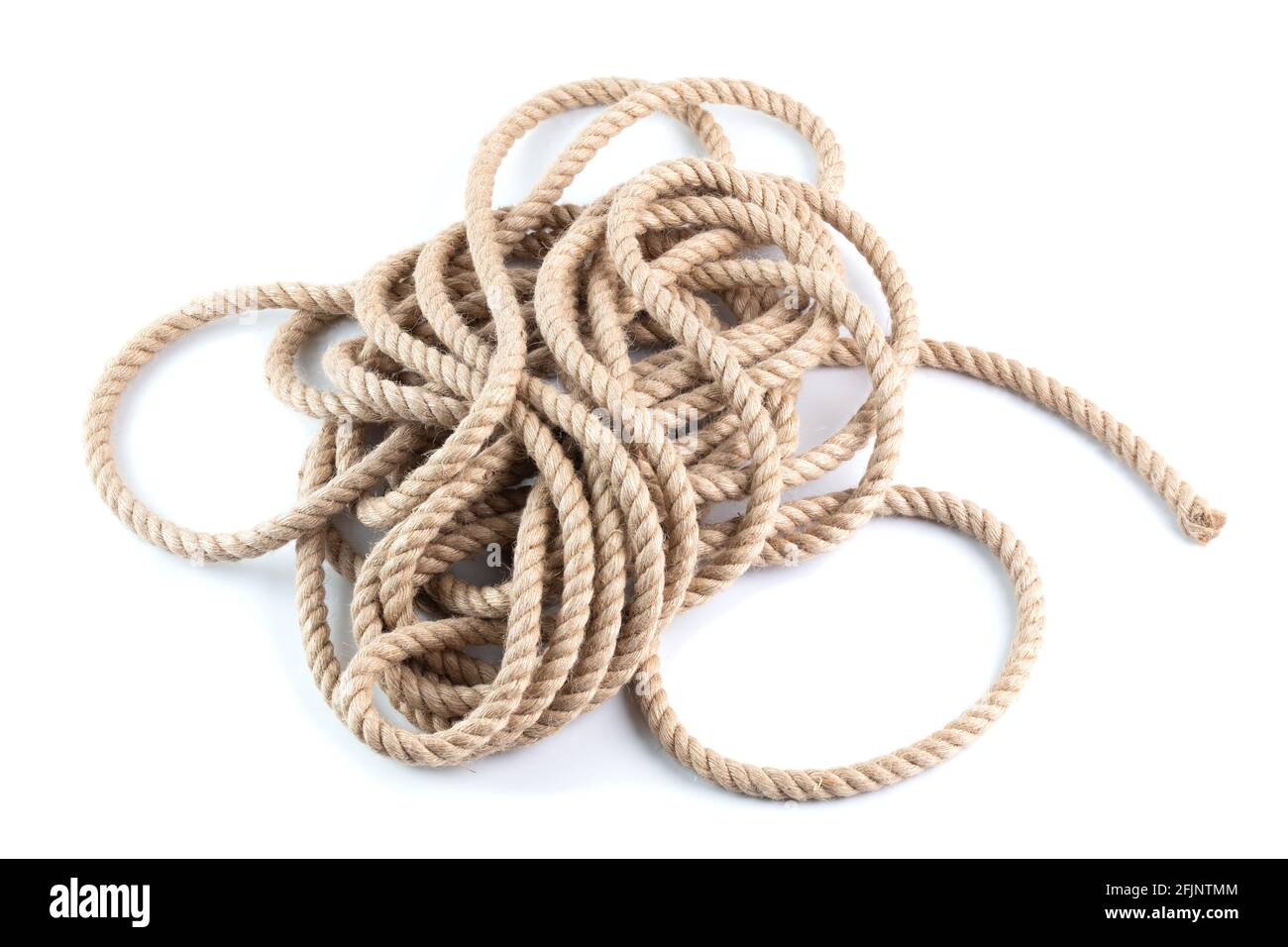 coil of natural Jute Hessian Rope Cord Braided Twisted isolated on ...