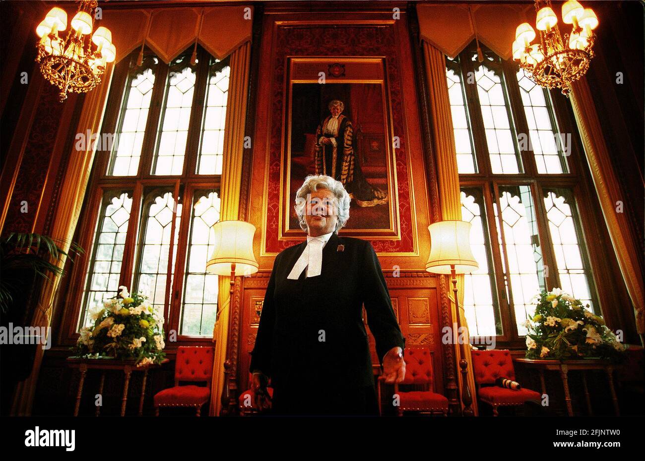 Betty Boothroyd MP Speaker of the House of Commons July 2000Betty Boothroyd in her chambers on the day she anounced her retirement Stock Photo