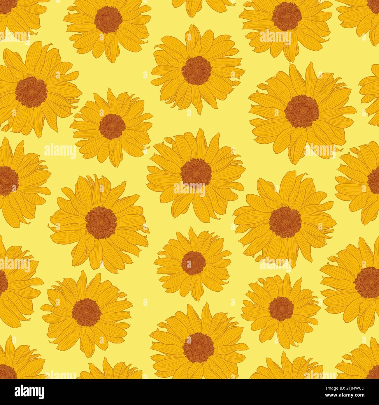 Vector seamless pattern of sunflowers on light yellow background. Digital  art. Decorative print for wallpaper, wrapping, textile, fashion fabric or  other printable covers Stock Vector Image & Art - Alamy