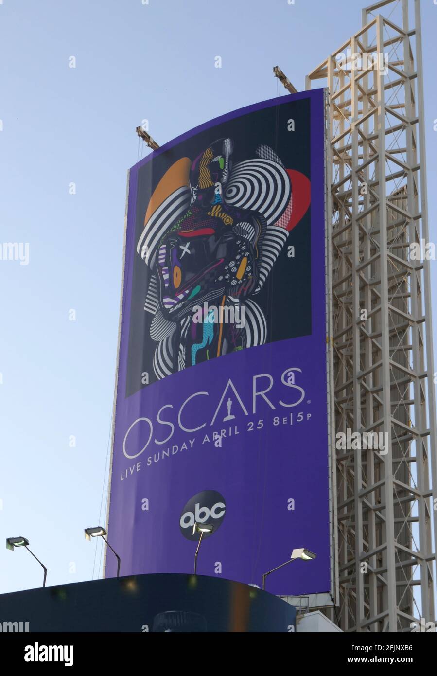 Hollywood, California, USA 17th April 2021 A general view of atmosphere of Oscars Billboard on Hollywood Walk of Fame on April 17, 2021 in Hollywood, California, USA. Photo by Barry King/Alamy Stock Photo Stock Photo