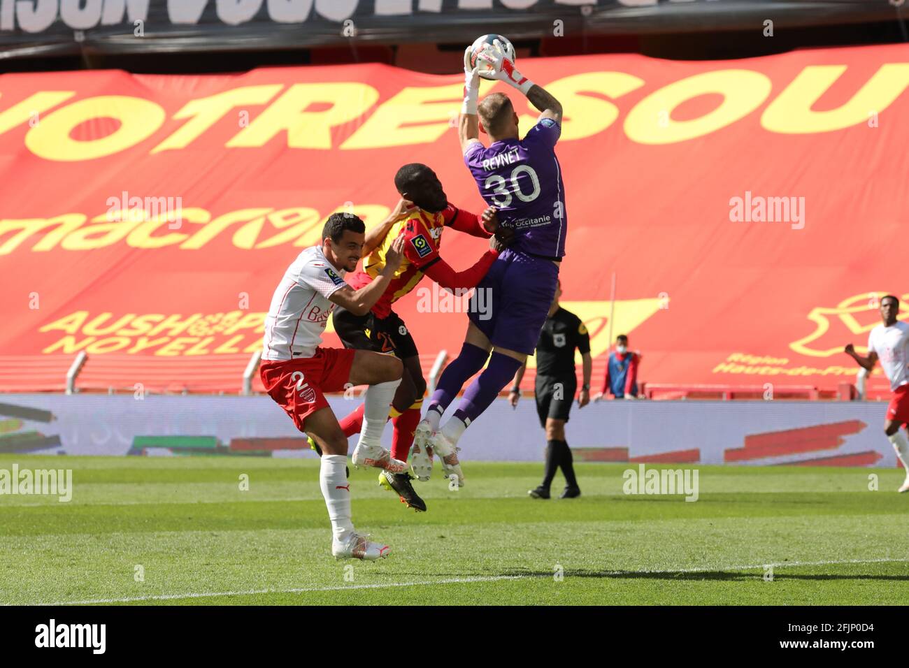 Baptiste Reynet goalkeeper Nimes during the French championship Ligue 1  football match between RC Lens and