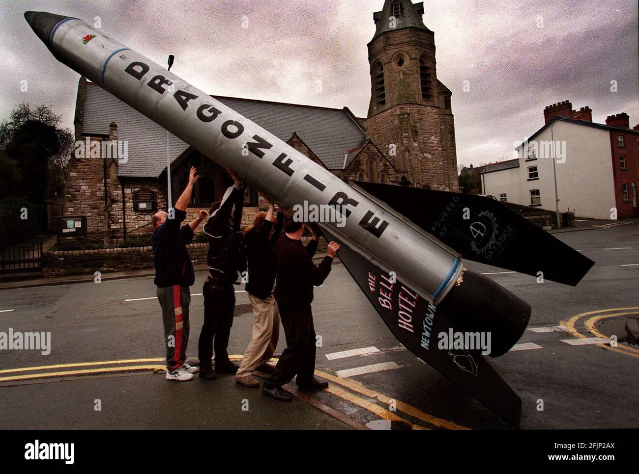 Dragon fire the Welsh rocket November 1997This half size model was errected in Newton It is hope to launch the full size rocket into space next spring Stock Photo