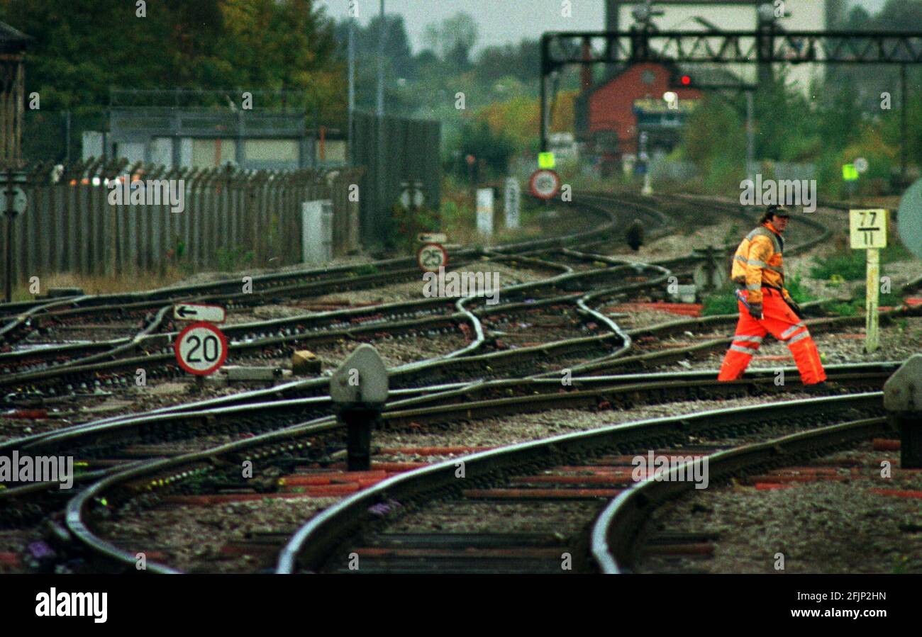 Railway track maintenance being carried out at Swindon Oct 2000 Stock