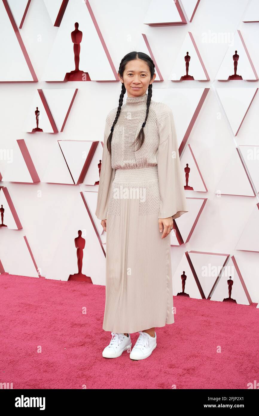 Los Angeles, USA. 25th Apr, 2021. Oscar® nominee Chloé Zhao arrives on(02)