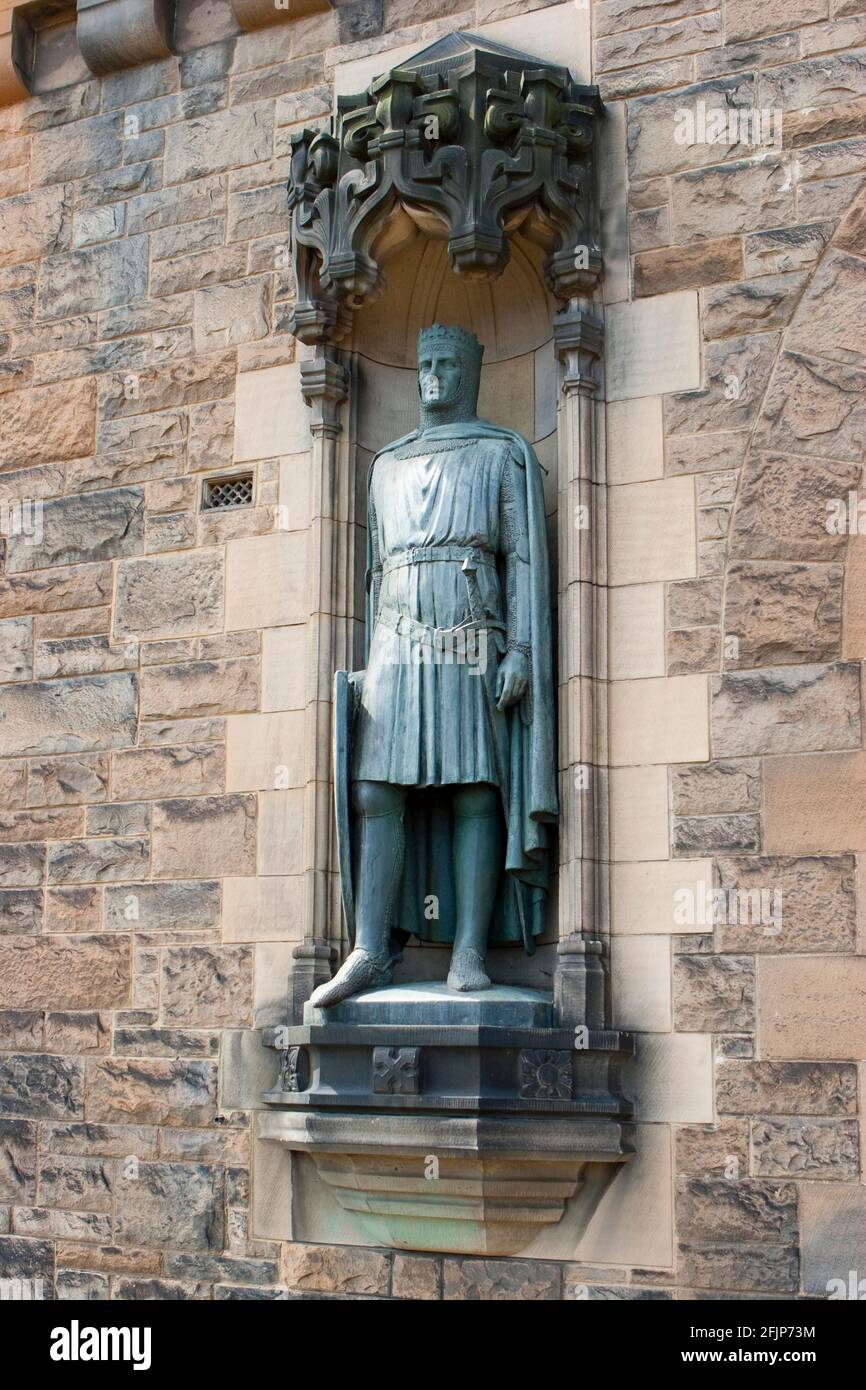 Statue of Robert The Bruce, Edinburgh Castle, Edinburgh, Lothian, Scotland, United Kingdom Stock Photo