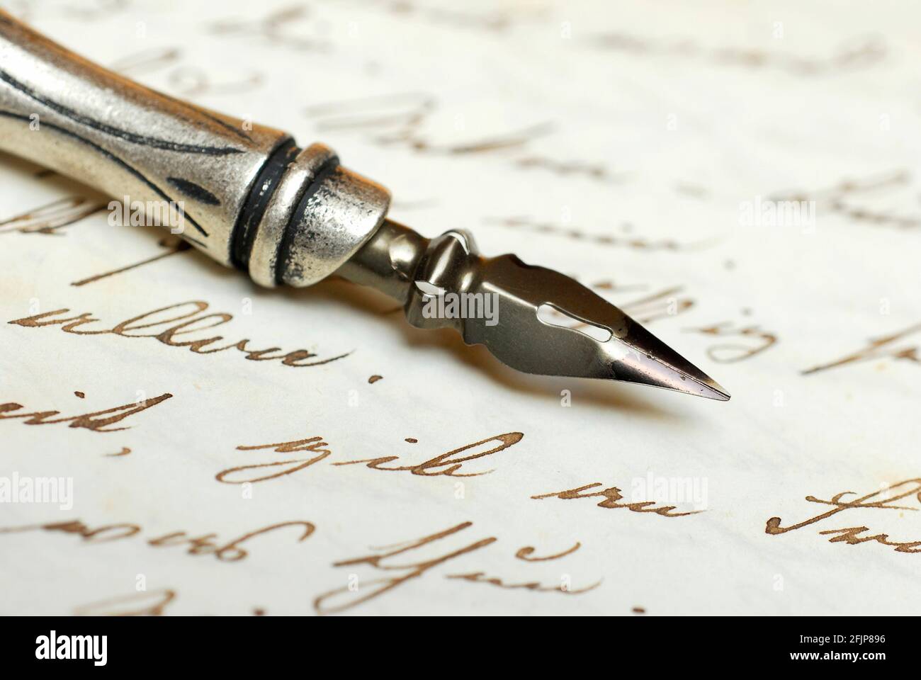 Pen with nib, old writing, ink, handwriting Stock Photo - Alamy